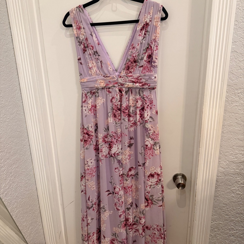 Lulus Heavenly Hues Lavender Floral Print Maxi Dress Small Romantic Cottagecore - Picture 6 of 8